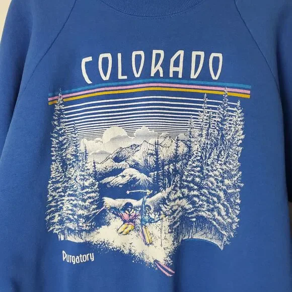 Fruit Of The Loom Blue Colorado Purgatory Double Sided Graphic Sweatshirt XL VTG - Picture 4 of 10
